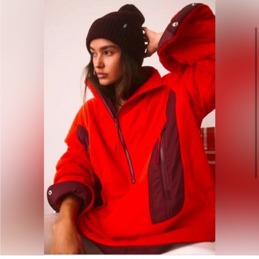 Red and Burgundy Pullover Jacket